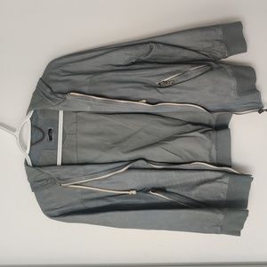 Luxury Designer Japanese Brand Leather Sky Blue Hoodie Jacket Boomer